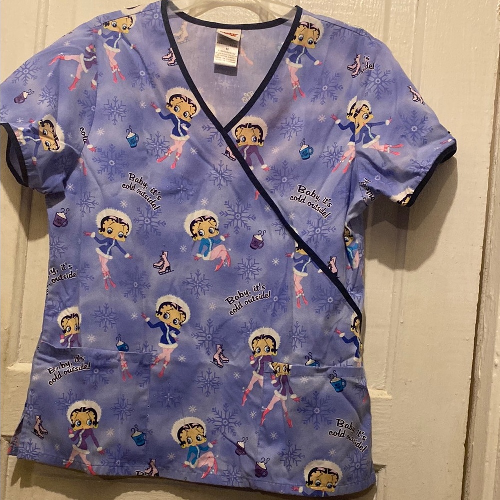 Betty Boop Snowflake Scrub Top Betty Boop Nurse